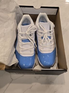Air Jordan 11 Low Retro White and University Blue Sneakers